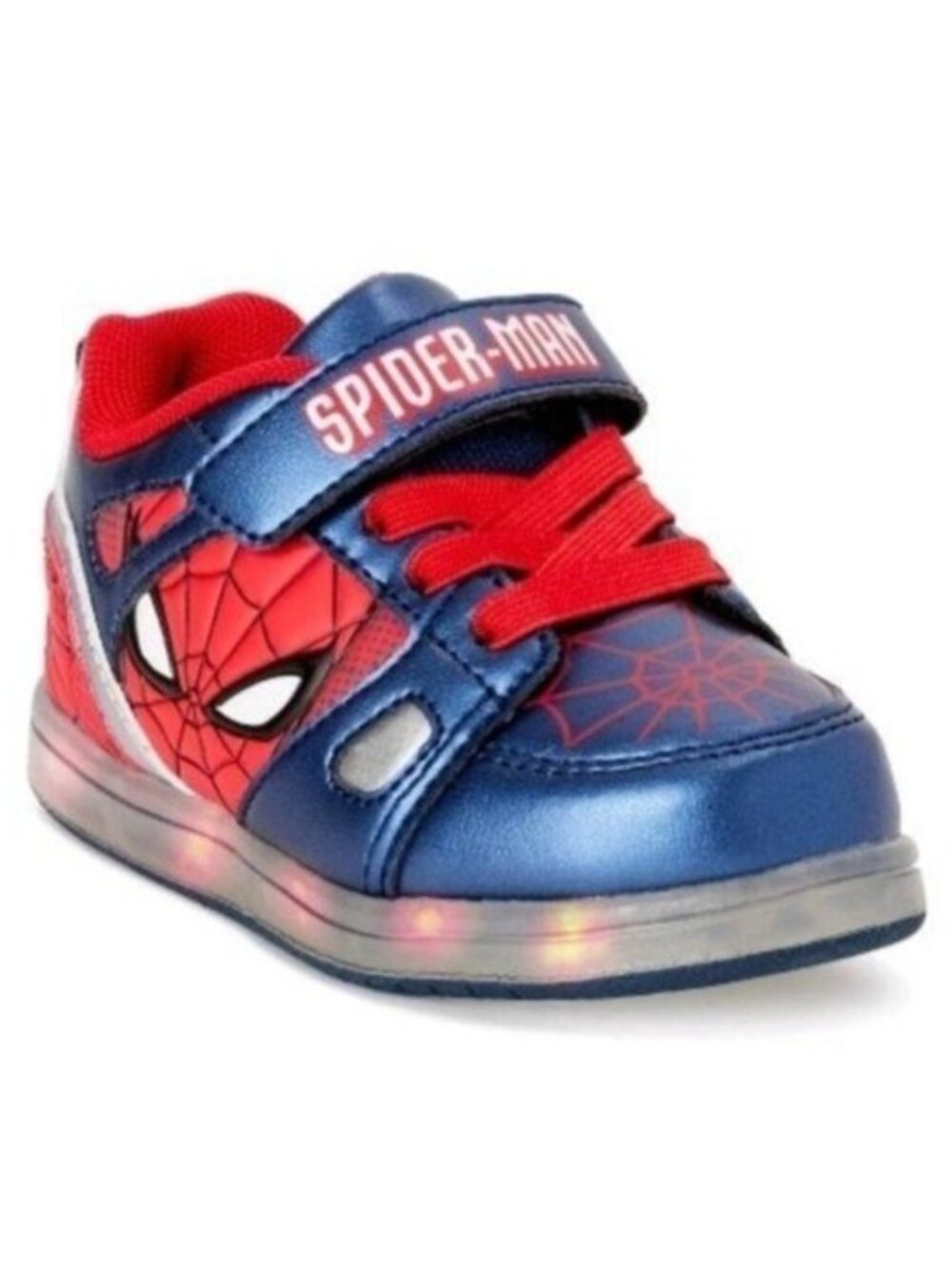 Marvel Spider-Man Boys Size 7 Sneakers Light-Up Blue Red Webbed Action Shoes